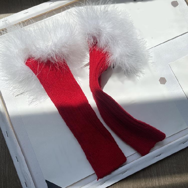 Punk Sleeve Feathered Gloves Wrist Warmer for Costume Party Short Mitten