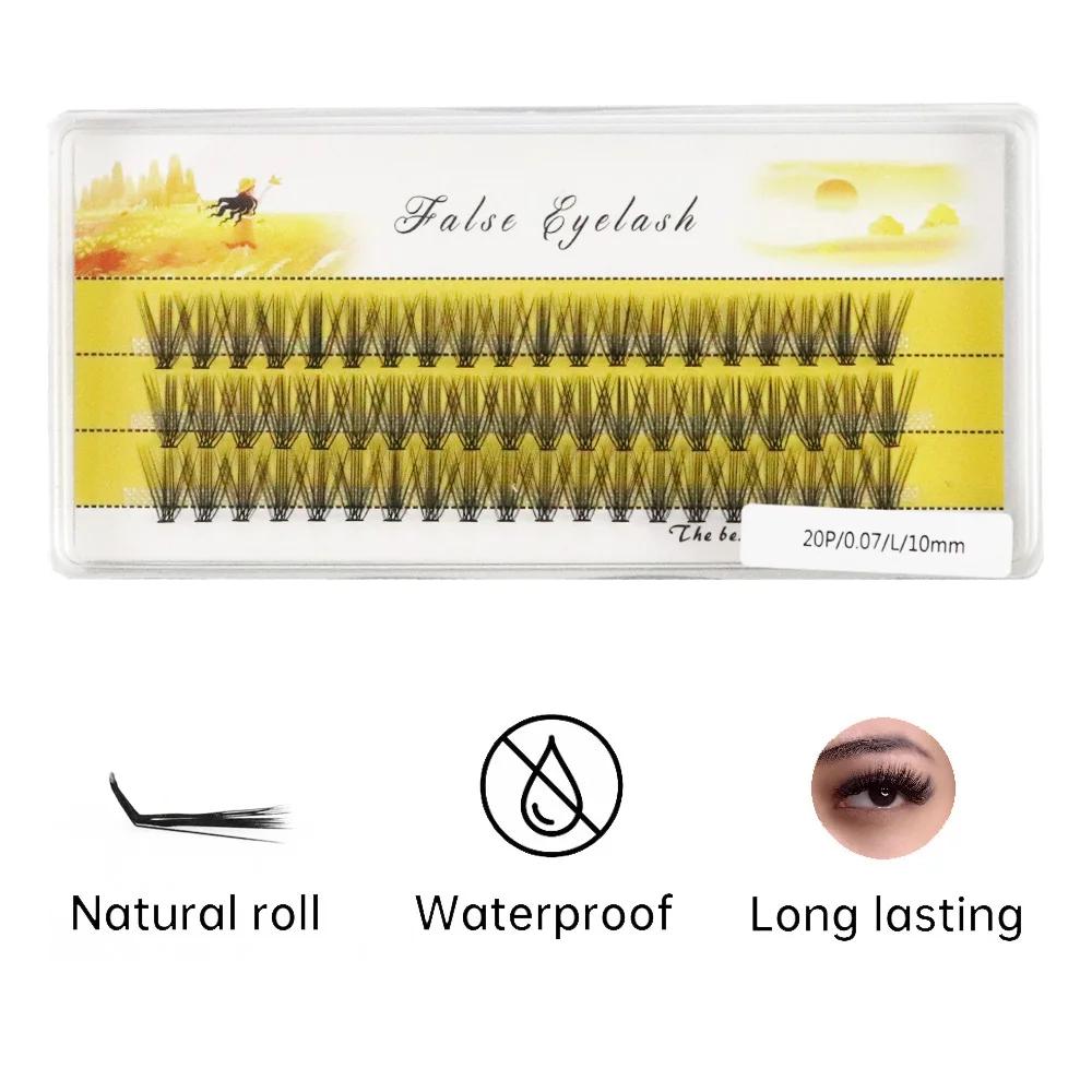 New 20D L Curl Eyelash Cluster Russia 3D Natural Individual False Eyelashes 1 Box/60 Bunches Mink Lashes Extension Makeup Tools