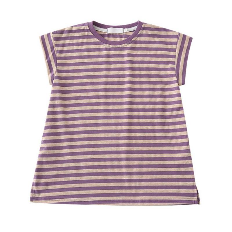 

Платье с короткими рукавами в полоску для маленьких девочек, летнее детское платье 120