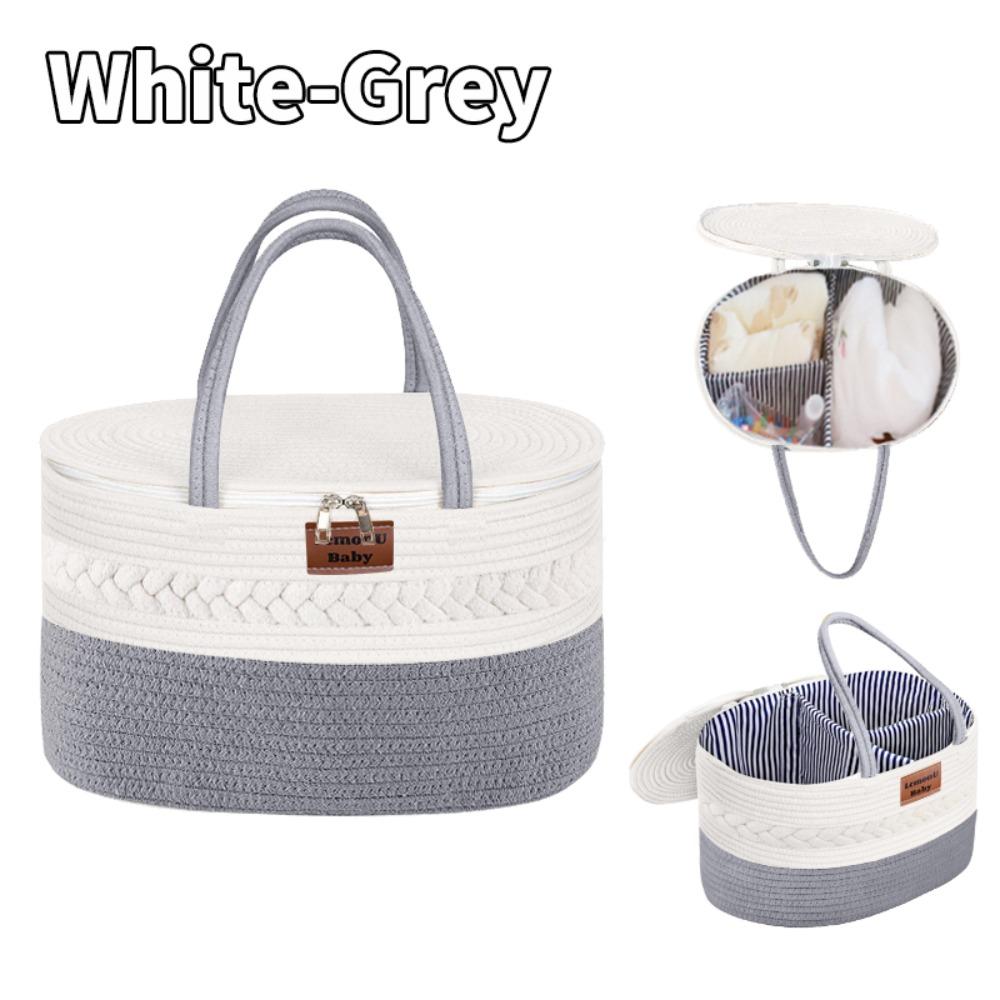 Large Capacity Storage Basket With Cover Zipper Storage Bag Multi-Purpose Desktop Basket Crib Storage Bag Toy Organizing Bag