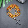 Collier pendentif croix en pierre naturelle, Croix en pierre d'œil de tigre et fer à bille chapelet collier pour homme