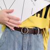 Sleek Versatile Womens Korean Circle Buckle Denim Belt Crafted From Quality Pu Style For