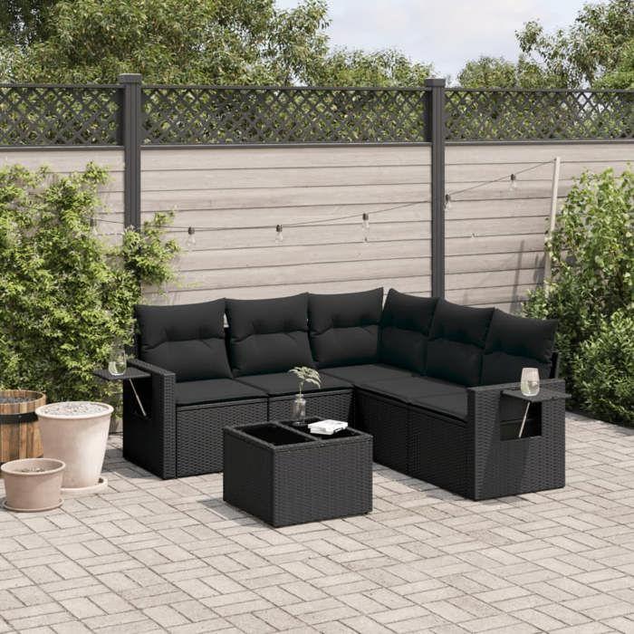 VidaXL Garden Lounge Set with Cushions 6 Pcs, Patio Sofas, Patio Furniture Set, Outdoor Furniture, Black 3220154