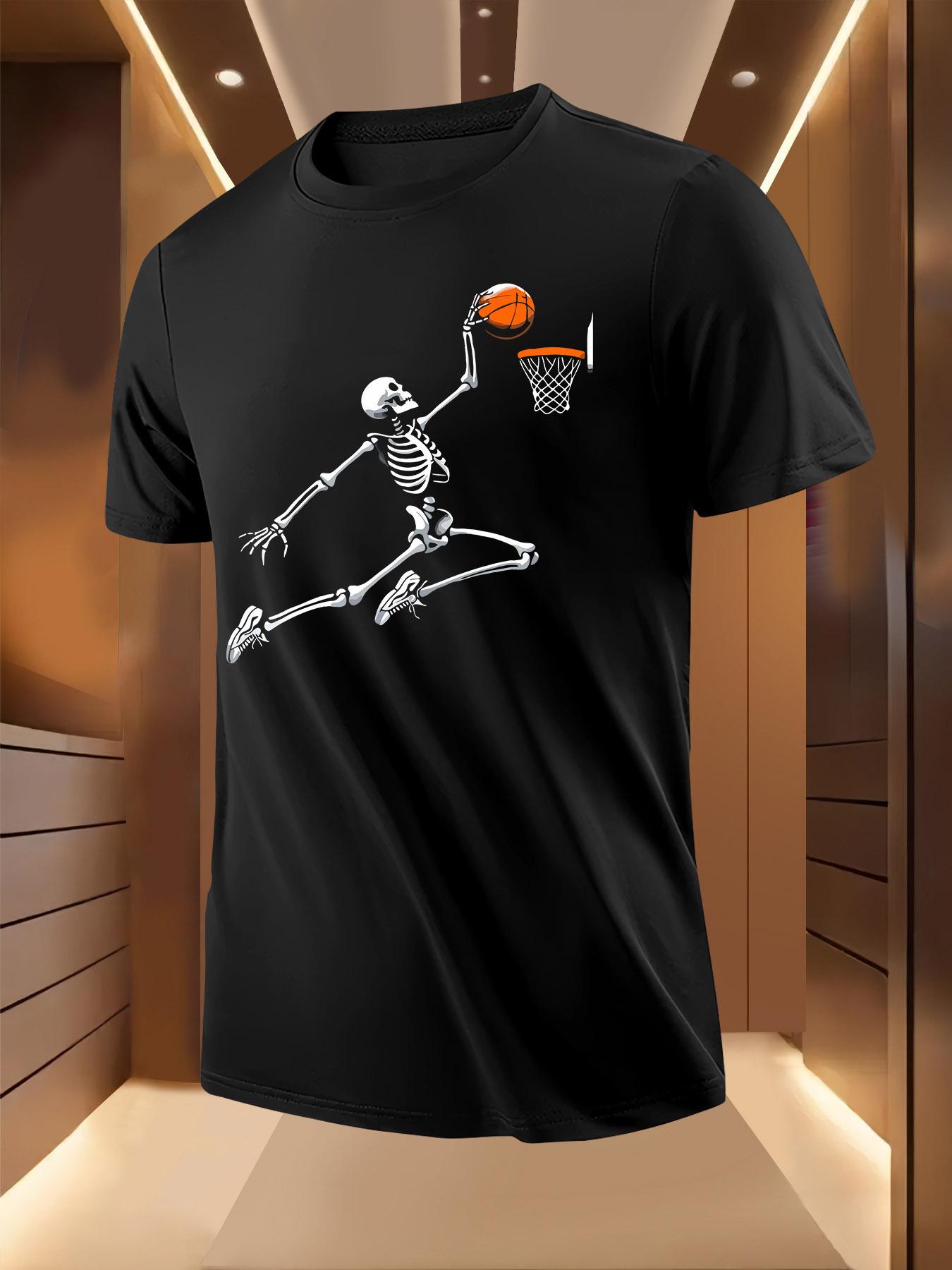 Light Yellow Basketball Graphic Tshirt - Skeleton Dunking... XL