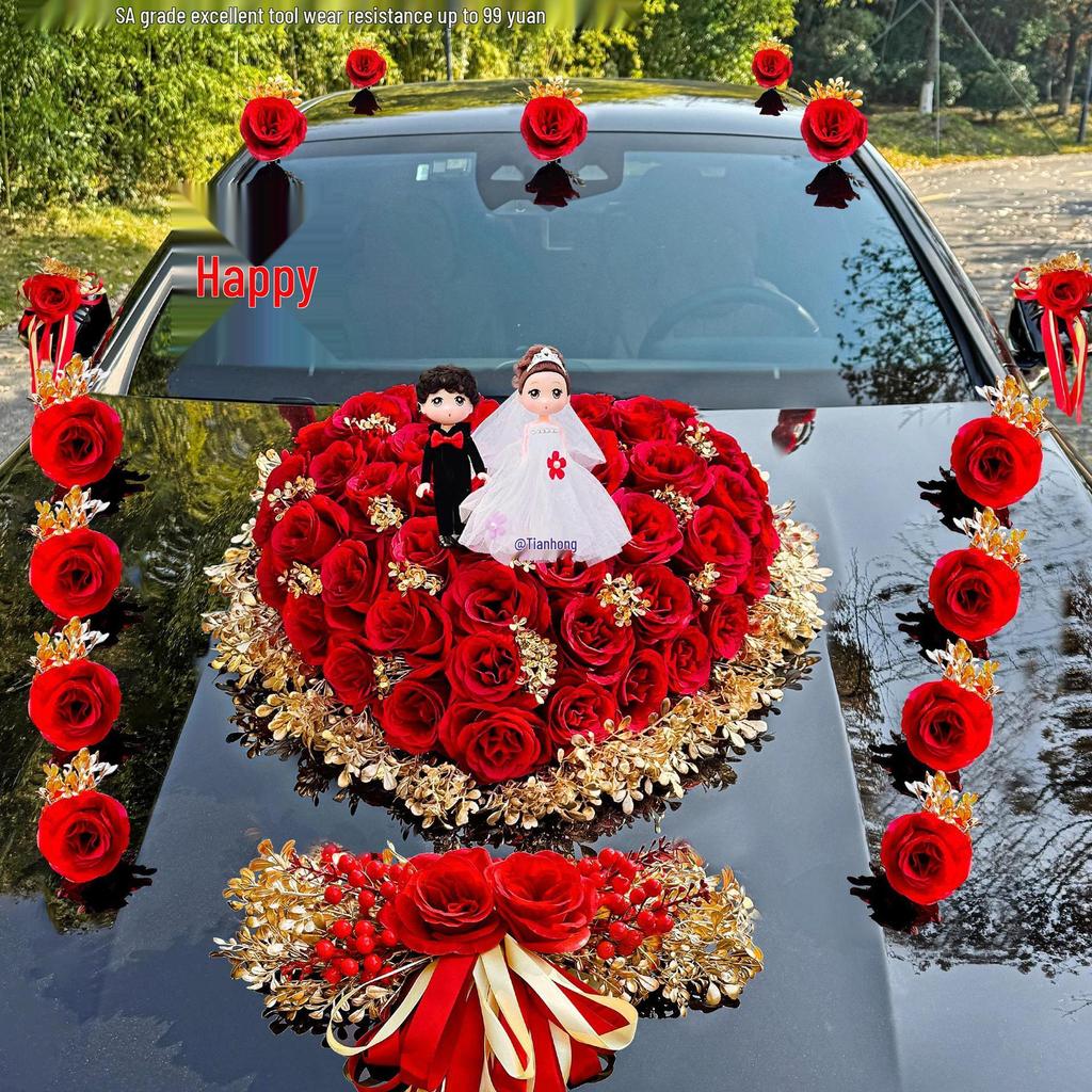 2024 Complete Wedding Car Decoration Set with Suction Cup Attachment