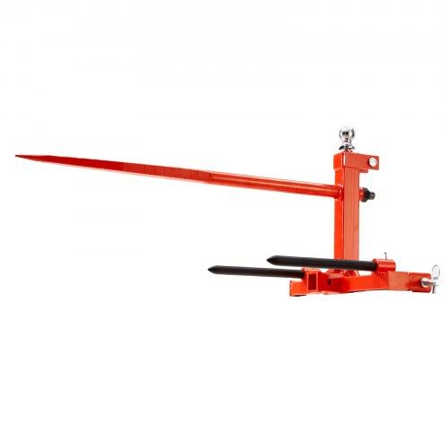 VEVOR 49" Hay Spear, Bale Spears 1600lbs Loading Capacity, Three-Point Hitch Tractor Attachment with 2pcs 17.5" Stabilizer Spears