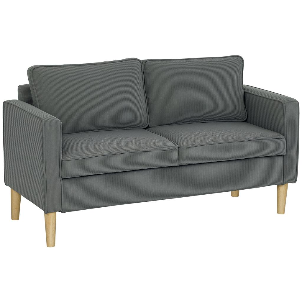 Two Seater Sofa With Storage Space And Two Cushions In Velvet Effect Fabric And Wood 140x63x79 Cm Gray