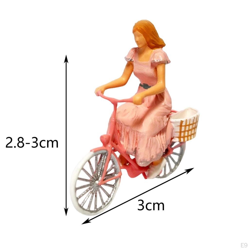 1/64 Scale People Figurines Miniature Bicycle Model DIY Diorama Table Decoration