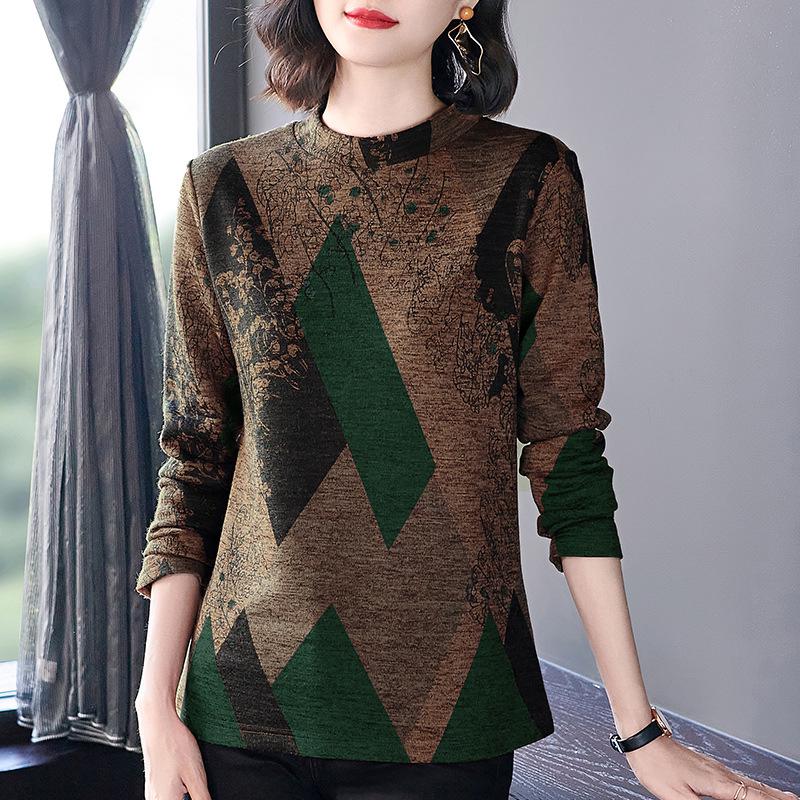 Women's Fleece-Lined Half-High Collar Long-Sleeve Top for Autumn/Winter 2026