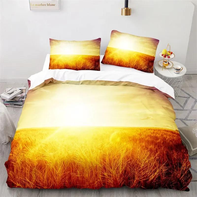 Yellow Wheat Field Duvet Cover Microfiber Bedding Set 3D Print Quilt Cover Twin Full King Queen For Adults Kids Bedroom Decor