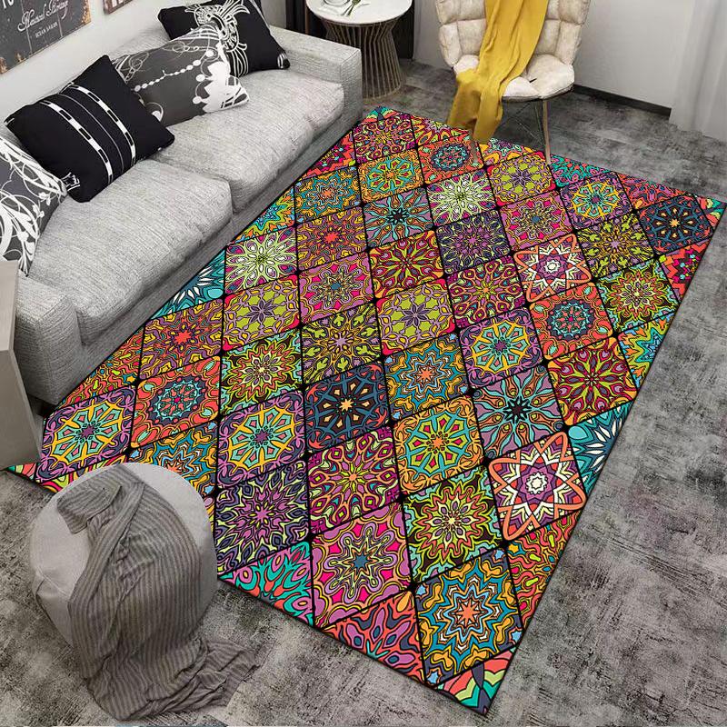 Colorful Geometric Pattern Rug for Vibrant Spaces Suitable for use as an anti-slip game mat for living room and bedroom sofas
