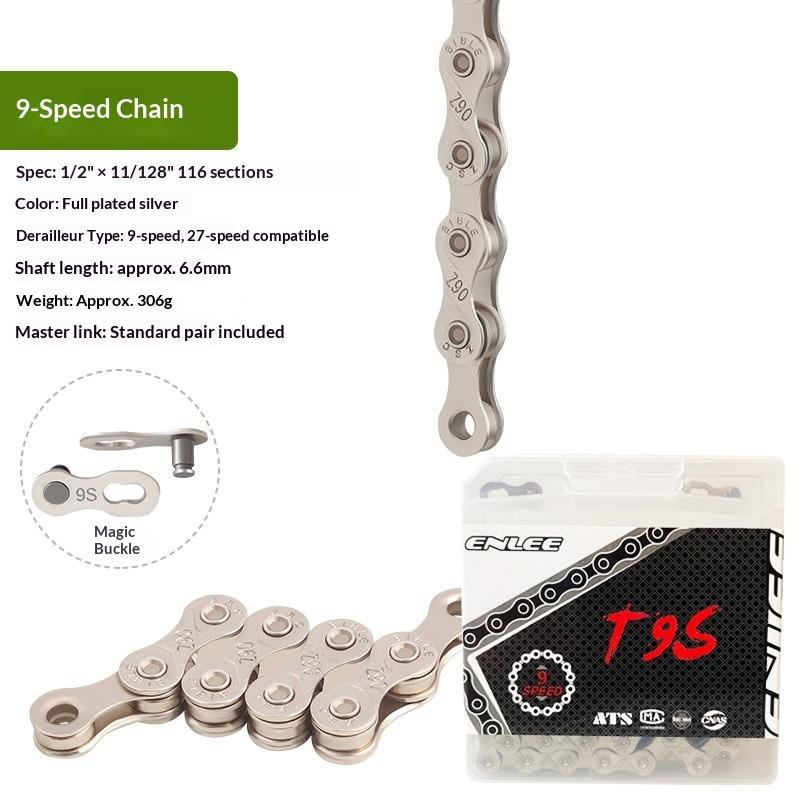 ENLEE Mountain Bike Road Bike Chain 8 9 10 11 12 Speed Plated Chain, Rust Proof with Magic Buckle