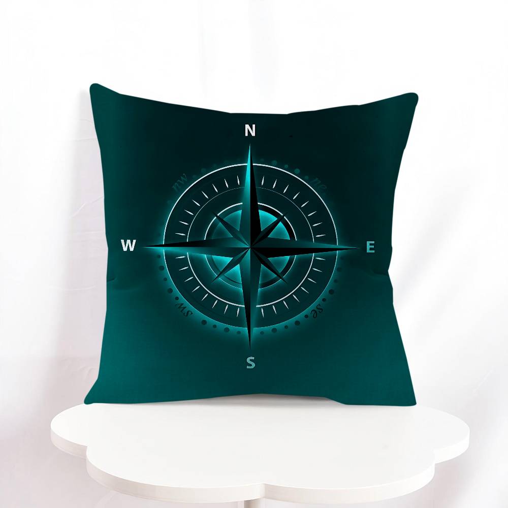N-Nautical C-Compass Logo Cushion Cover Decorative Pillow Sofa Home Decor Case Pillow Cases