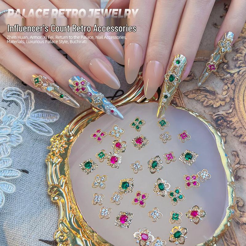 

Xi Fei Palace Style Armor Nail Art with Zircon Gems