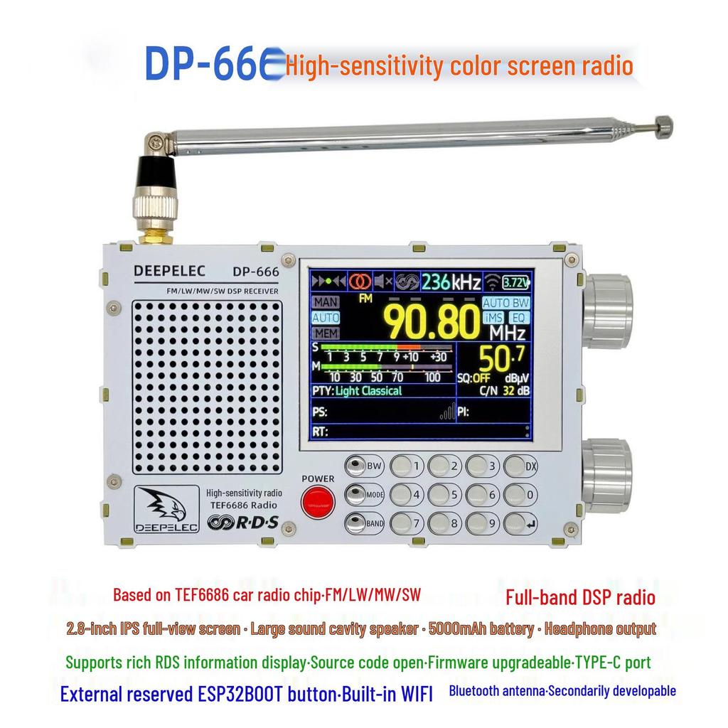 TEF6686 High Sensitivity DSP Radio - Full Band AM/FM/Shortwave DP-666
