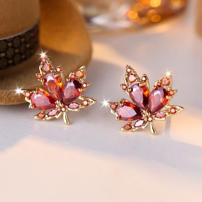 Personalisierte Frauen rote Ahornblatt Ohrringe Vintage Gold Hochzeit Schmuck Frauen Charme