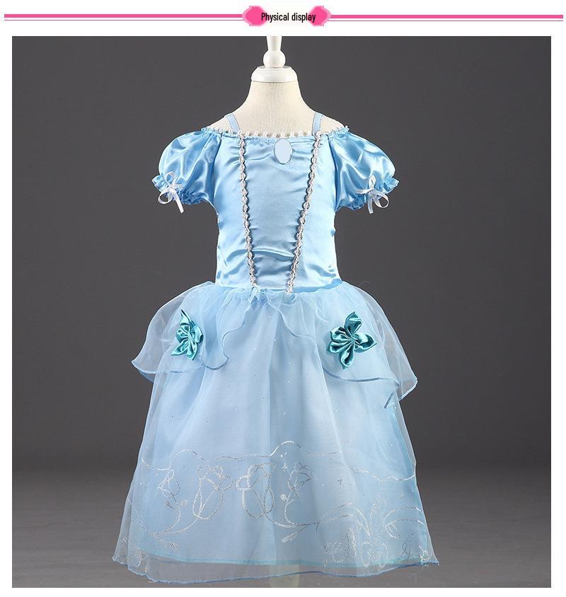 Kostým letních šatů pro dívky s motivem Ledového království 2024 - Krátký rukáv na halloweenské vystoupení