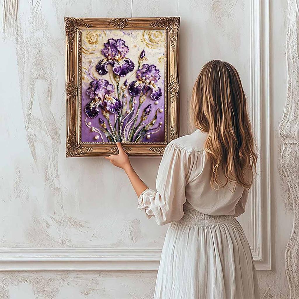Pearl Flower DIY Diamond Art Kits 13.7x17.7inch Gem Art Diamond Painting Kits Without Frame for Adults/Beginners Gift Idea Home Wall Decor