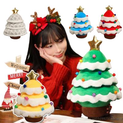 New Cartoon Christmas Tree Series Plush Doll Pillow High Quality Colorful Hairball Tree Plush Toy Home Holiday Decoration