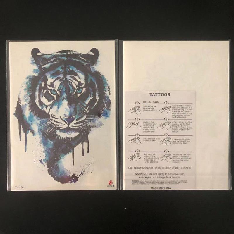 3D Farbe Tiger Wolf Halbarm Großes Muster Set Wassertransfer Simulation Tattoo Aufkleber