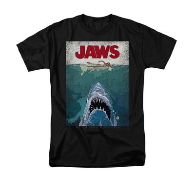 JAWS LINED POSTER Licensed Adult Men's Graphic Tee Shirt SM-6XL Unisex T-Shirt