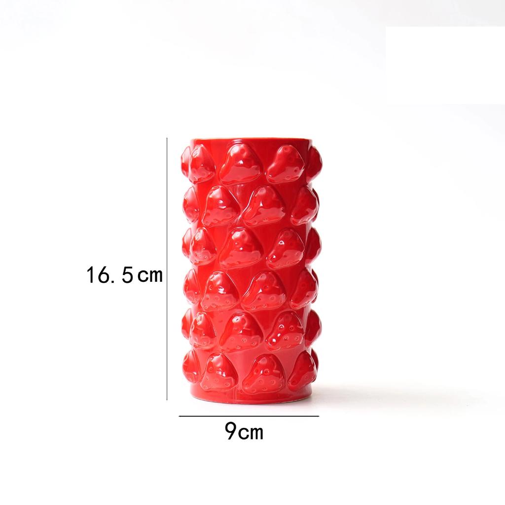 Fruit Lemon Ceramic Vase Strawberry Vase Flower Arrangement Vase Desktop Flower Ware Ornaments Living Room Decoration Crafts