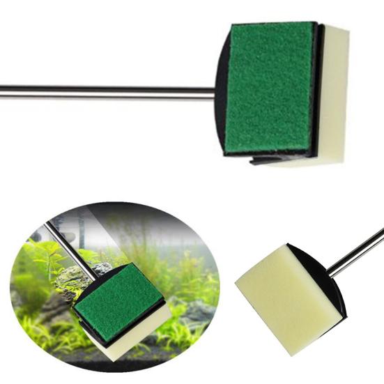 Double Sided Brush Cleaner Scrubber Aquarium Long Handle Fish Tank Sponge Tool