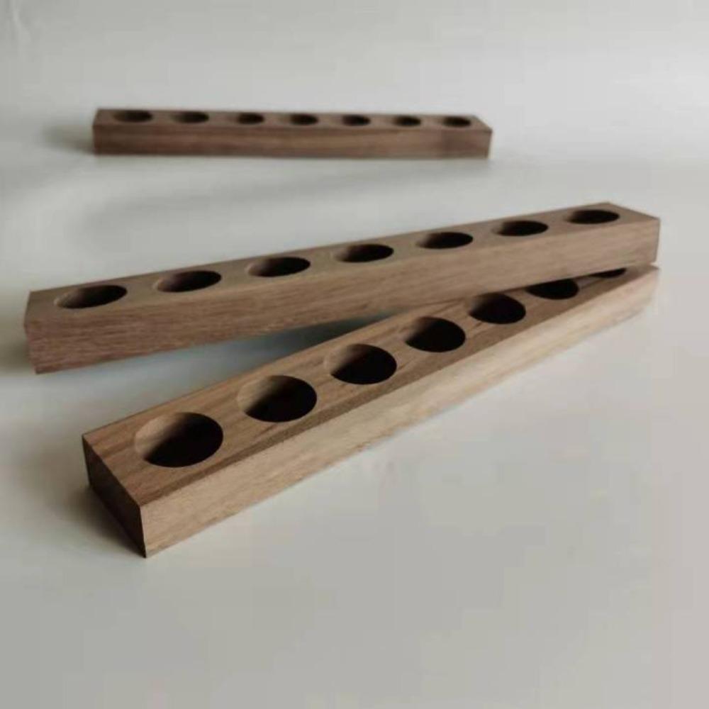 7 Holes Essential Oil Display Stand Wooden Smooth Bottle Storage Rack Space-saving 1 Tier Essential Oils Holder Polish Case