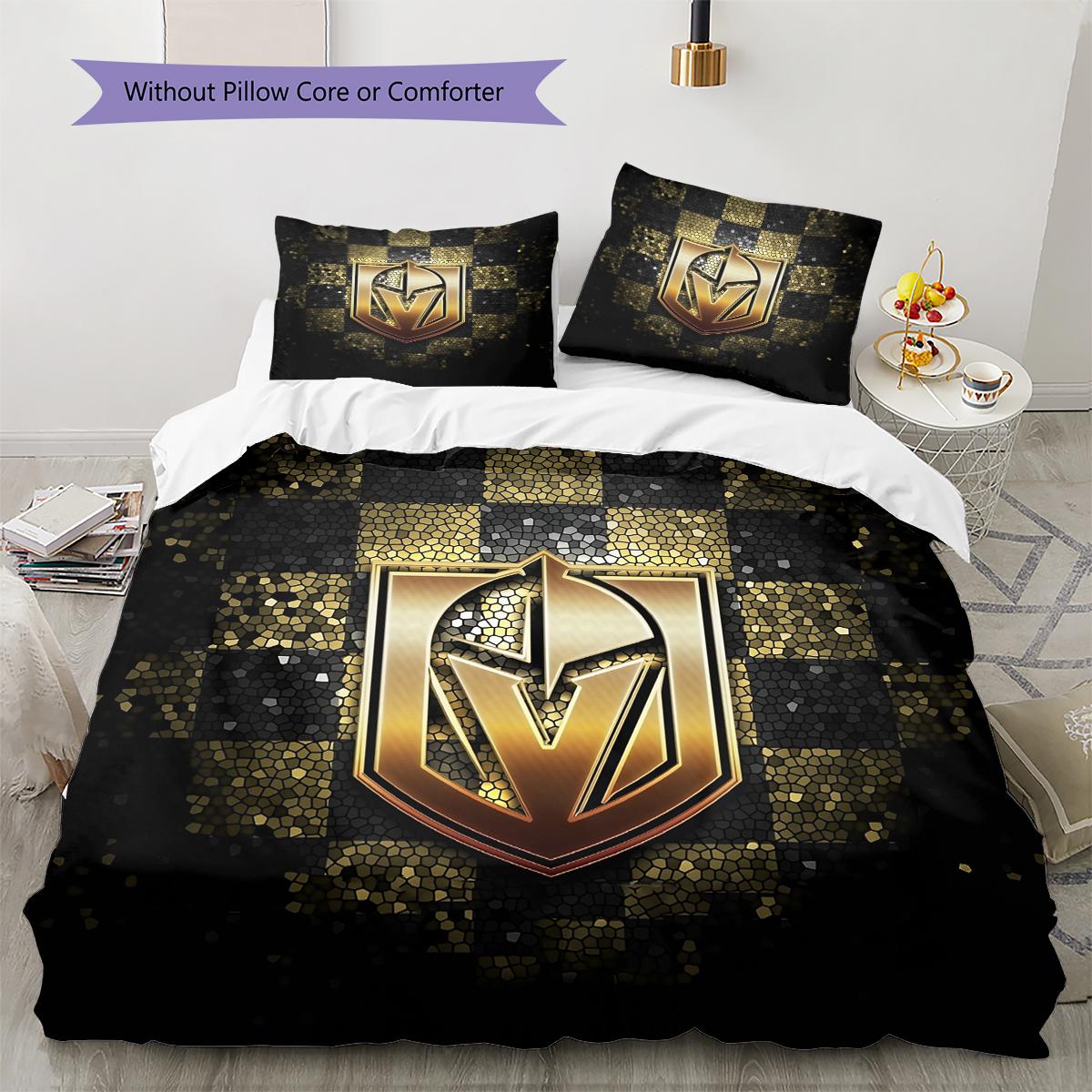 

Vegas Golden Knights Pattern Bedding,Quilt Set Quilt Cover Pillowcase Home Birthday Gift (1 * duvet cover + 2 * pillowcase, without core) 135x200cm