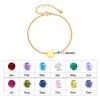 Vnox Unique 12th Birthstones Bracelet January- December Blank Round 2 Color Charm Bracelet Stainless Steel Jewelry Birthday Gift