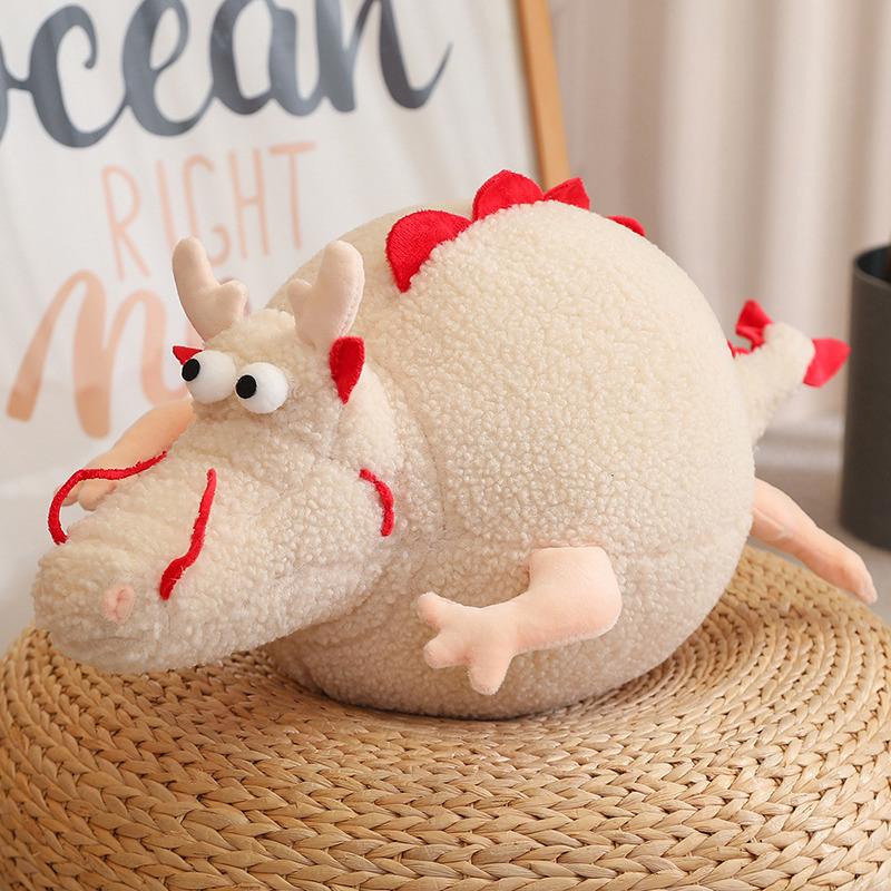 New Cute Cartoon Dragon Plush Throw Pillow Toy Anime Stuffed Animals Round Fat Chubby Plushies Cushion Doll For Home Decor