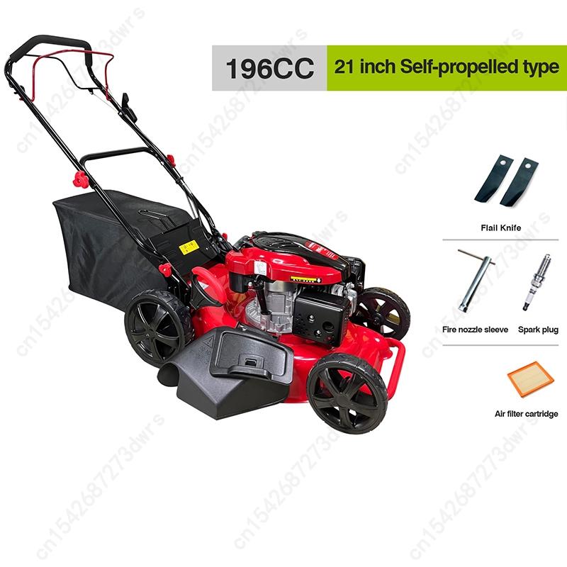 Benzynowa Czterosuwowa 9/10 KM Wysokiej Mocy Pchana/Automatyczna Kosiarka do Trawy 8-Stopniowa Regulacja Wysokości Ogród Willa Kosiarka do Trawy