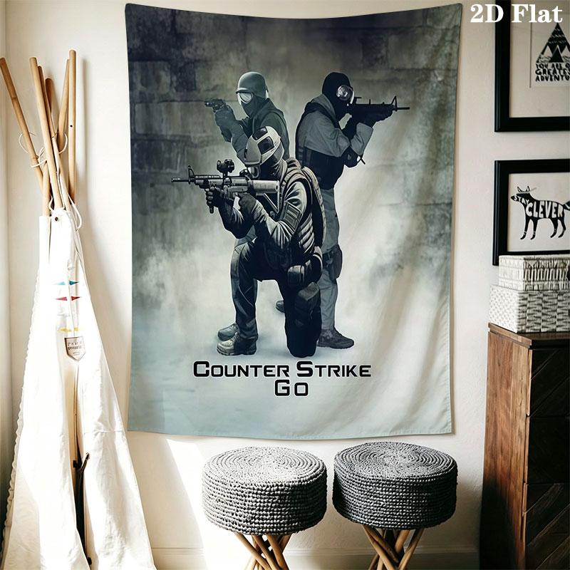 Counter-Strike 2 Wall Hanging Printed Fabric Blanket Decorative Tapestries for Bedroom Living Room Home Decor