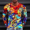 Man's Optical Illusion T-Shirt Round Neck Long Sleeve T Shirt Man Oversized T-Shirt Summer O-Neck Clothing Pullover Man Clothes