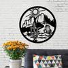 1pc Iron Cactus Sun Mountain Wall Art Desert Landscape Sculpture 11.81 Inch Indoor Outdoor Decor for Living Room Patio Balcony Office Farmhouse