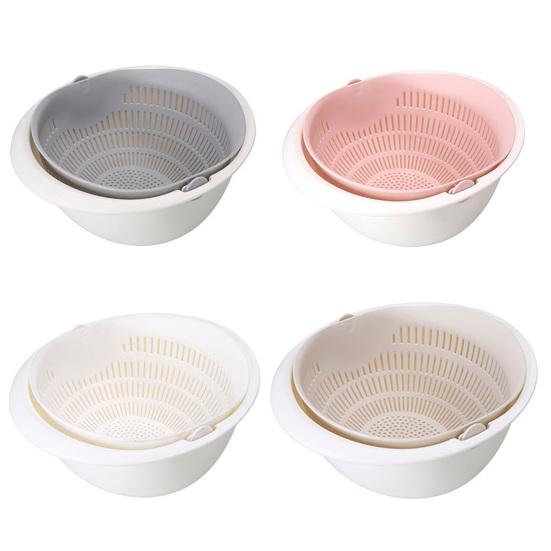 Drain Basket 360 Degree Free Rotation Detachable Double Layer Fruit Vegetable Drain Colander for Home