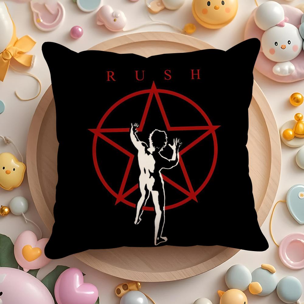 ROCK BAND R-RUSH Pillow Case Plush Fabric Soft Double-Sided Printed Sofa Home Decor Fine Winter  Gift Cushion Cover