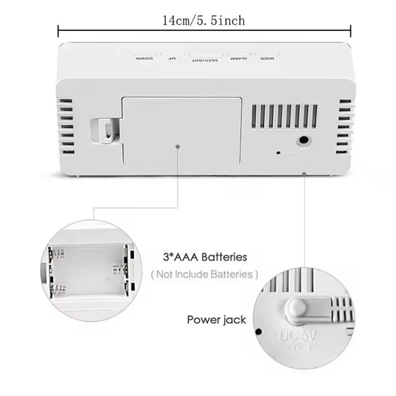 Digital Alarm Clock LED Mirror Clock Large LCD Display Electronic Clocks Noiseless Table Clocks With Temperature Calendar Watch