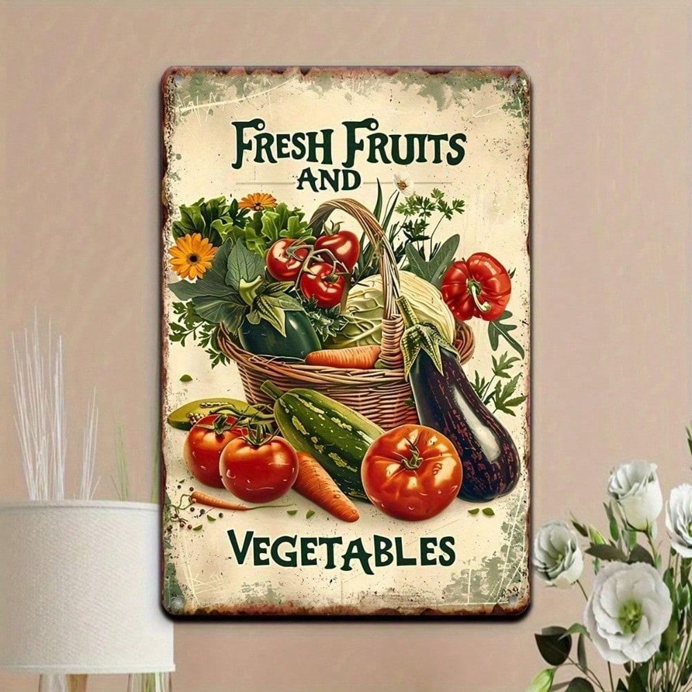 Vintage Metal Wall Art 12x8 Inch Tin Sign Retro Kitchen Garden Restaurant Decor Distressed Finish Easy Hang Indoor Outdoor Home Room Decor Gift
