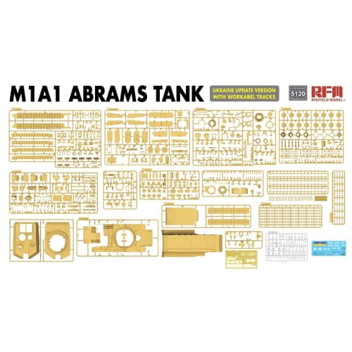 Ryefield Models 1/35 Scale M1A1 Abrams Ukrainian Version with Working Tracks Plastic Model Kit RFM5120