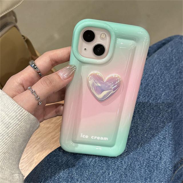 

Корейский силиконовый чехол для телефона с 3d лазерным сердечком и градиентом для Iphone 14 13 12 11 Pro Max Smudge розовый простой противоударный мягкий чехол For iPhone 14Pro