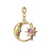 European Retro Sun and Moon Stainless Steel Pendant with Semi-Precious Stone Charm for Women.