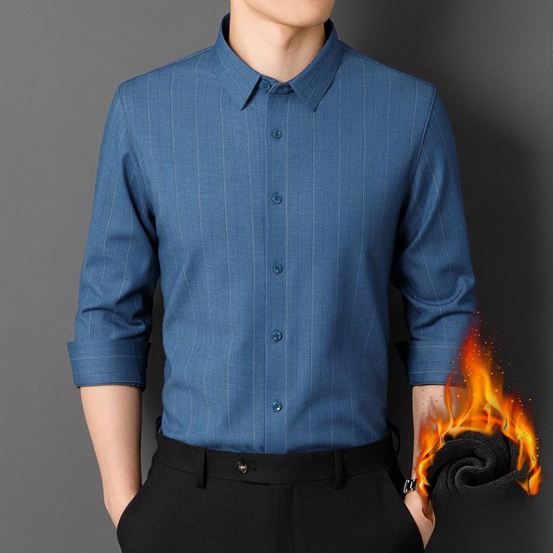 Plush Long-sleeved Shirt Men's Autumn and Winter New Business Casual Thickened Thermal Shirt Warm Inner Wear