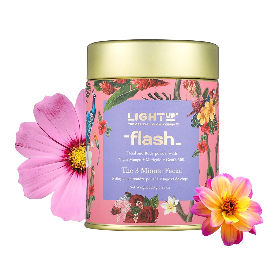 

Light Up Flash Face&Body Brightening Ubtan-3 Minute Facial,Goat S Milk,Marigold,Hibiscus,Rose,Guava&Vitamin C: Instant Glow,Tan Removal,Gentle Ex