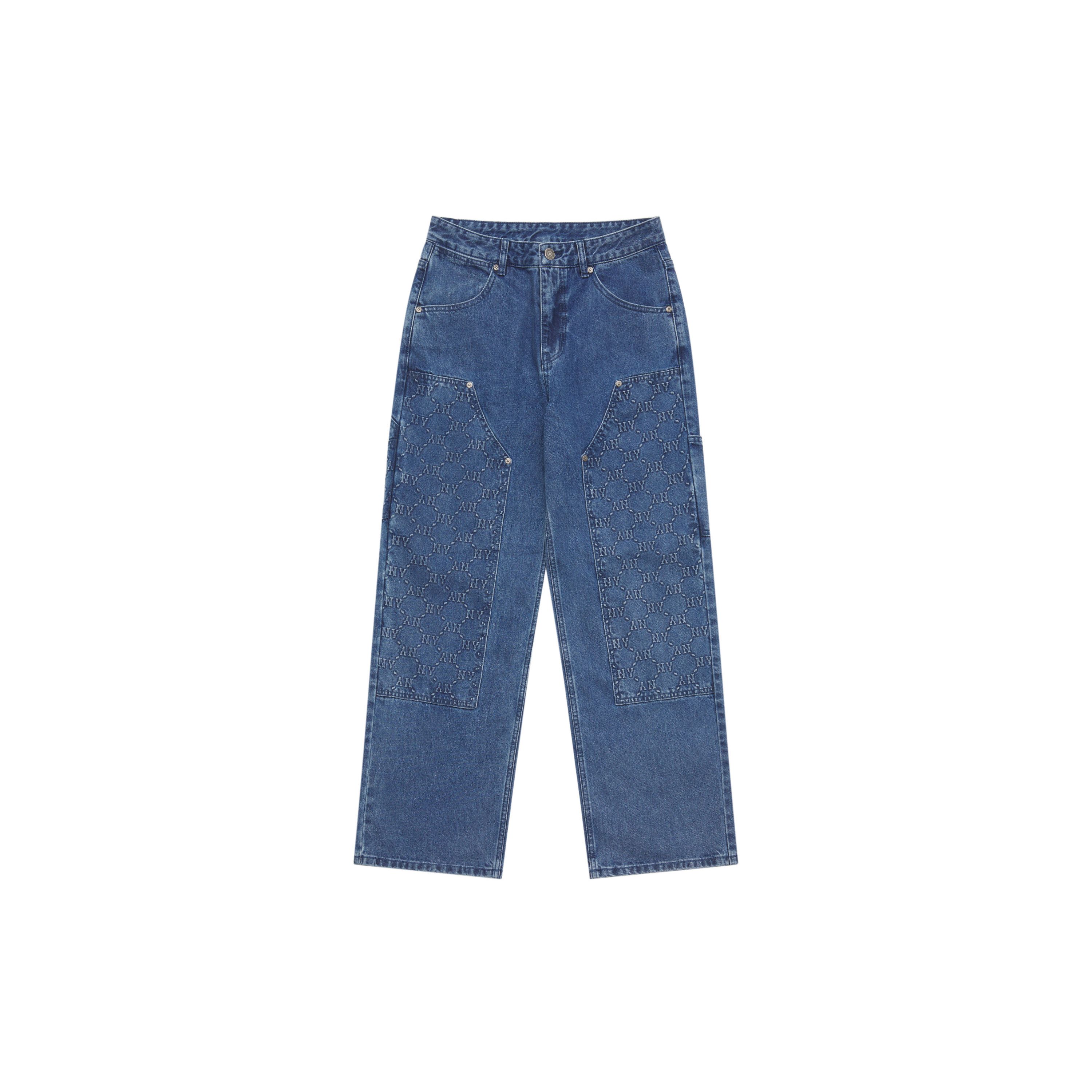 MLB Monogram Serie New York Yankees SS25 Mode Print Casual Comfortabele Jeans Heren jeans Standaard-Denim-Kleur 3LDPM0551-50INS M