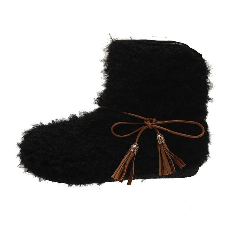

Fashion Korean Style Fashionable Plush Women Shoes 2024 Cold-proof and Warm New Women s Boots Comfortable Versatile Winter Cotton Boots 40 чорний