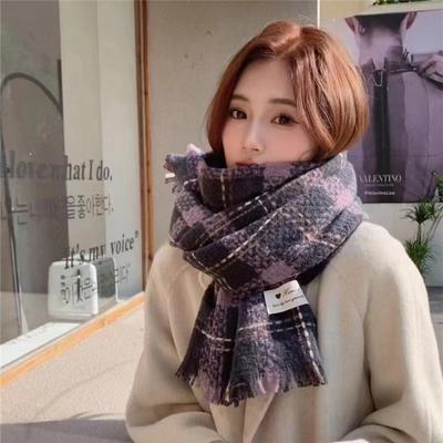 New Korean Version of Men's and Women's Meteor Shower Plaid Scarf Men's Fashion Autumn and Winter Versatile Plaid Thickened Scarf for Women