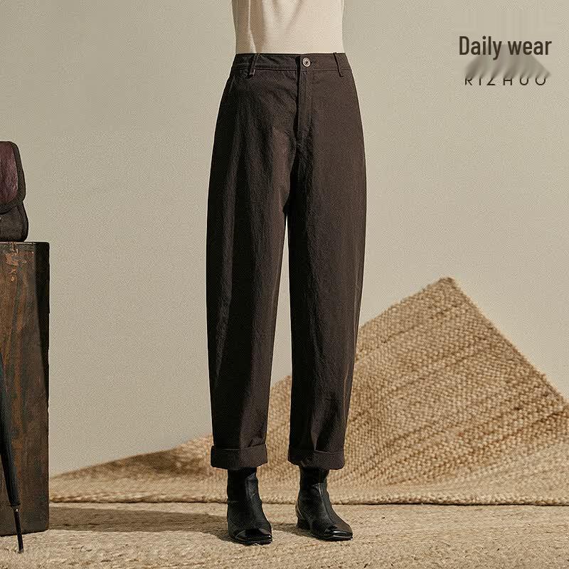 Rizhuo Women s Cotton Cropped Casual Pants S