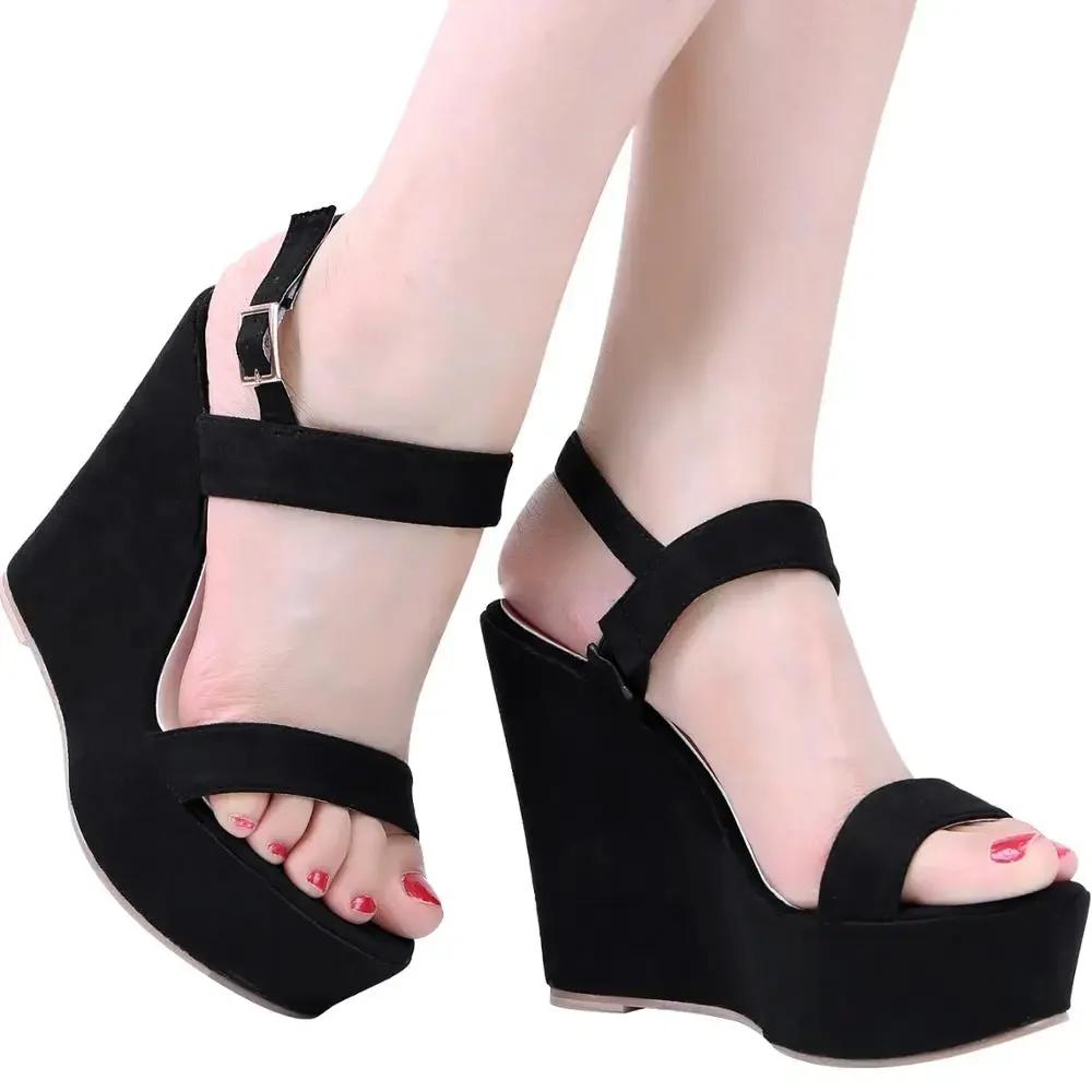 Women Sandals Open Toe Ankle Strap Platform Wedge High Heels Super Gladiator Ladies Buckle Summer Party Dress Shoes Large Size