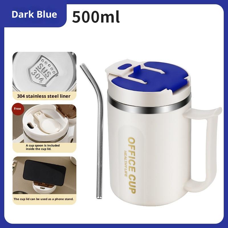Cold Water Drinks Tumbler Tea Milk Cup 304 Stainless Steel Coffee Mug With Spoon Double Wall Thermal Stainless Steel